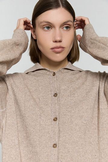 Платье-рубашка из смесового кашемира серо-бежевый