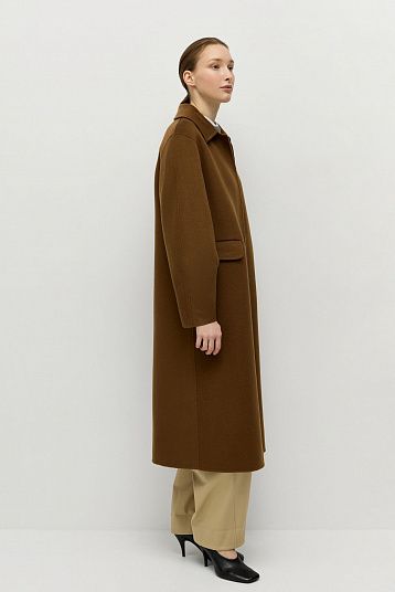Пальто из шерсти мериноса ореховый