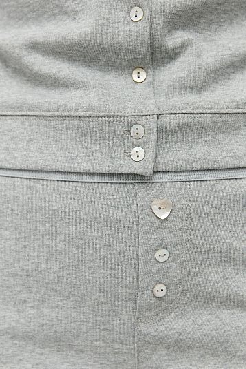 Лонгслив на пуговицах серый меланж