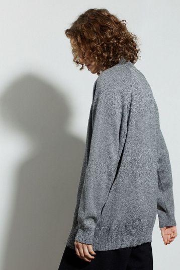 Базовый свитер из мериноса Oversize черный/белый меланж