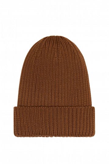 Шапка из мериноса уплотненная корица