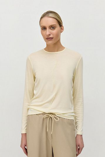 Лонгслив с рельефным швом лимонный