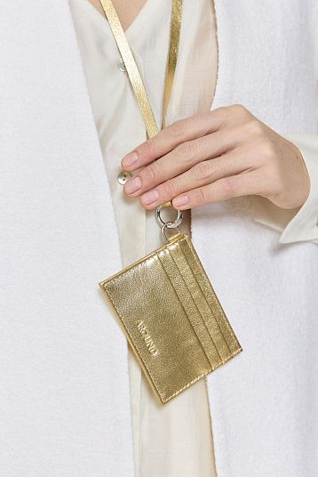 Картхолдер со съемным ремешком из кожи золотой