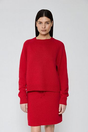 Джемпер кроп из смесового кашемира красный