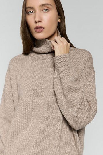 Свитер из смесового кашемира серо-бежевый