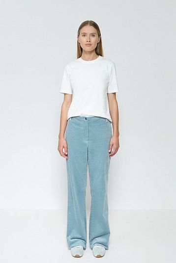 Брюки из вельвета серо-голубой