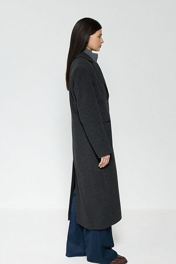 Пальто прямое из итальянской шерсти  графит