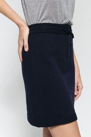 Юбка мини из смесового кашемира темно-синий