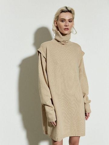 Платье-свитер из смесового кашемира бежевый