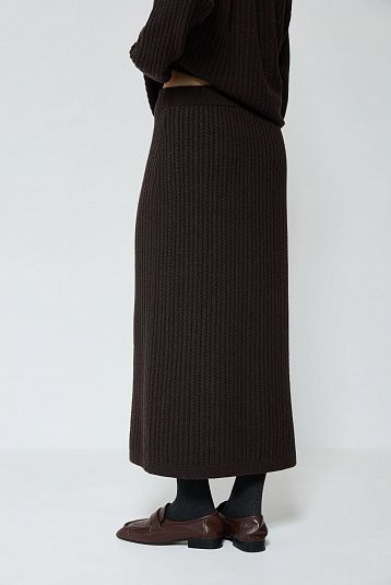 Костюм в косы из смесового кашемира темно-коричневый