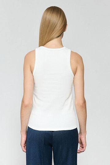 Майка базовая из хлопка с шелком молочный