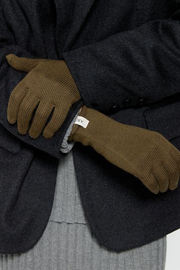 Перчатки из мериноса хаки