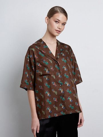 Рубашка из шелка с коротким рукавом  limited print