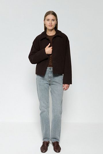 Куртка-бомбер из итальянской шерсти шоколадный