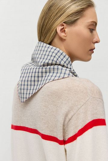 Косынка к рубашке бежевый/ синяя клетка