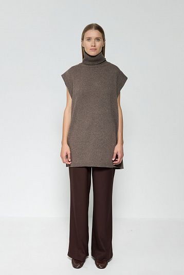 Жилет из смесового кашемира коричневый