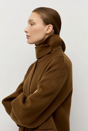 Пальто из шерсти мериноса ореховый