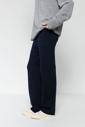 Брюки из смесового кашемира темно-синий
