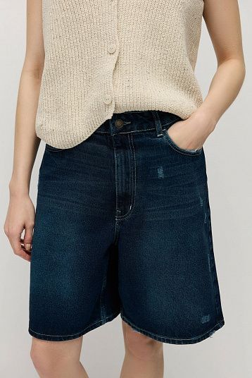 Шорты джинсовые с винтажным эффектом