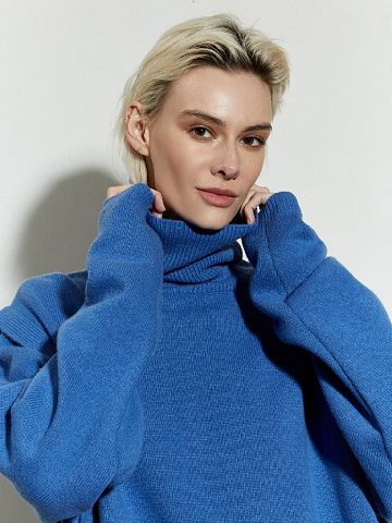 Платье-свитер из смесового кашемира синий
