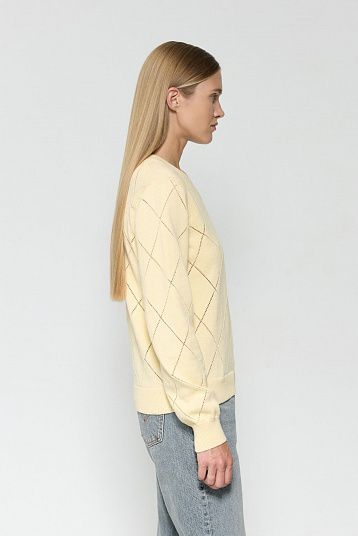 Пуловер с ромбами из хлопка с кашемиром масло