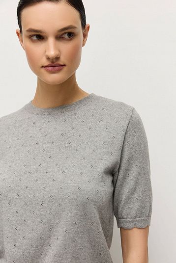 Джемпер пуантель из хлопка с кашемиром