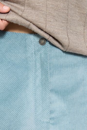 Юбка мини из вельвета серо-голубой