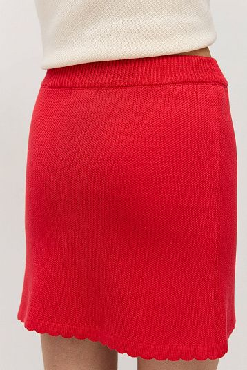 Юбка мини с фигурным краем красный
