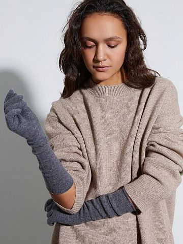 Перчатки из мериноса с кашемиром темно-серый