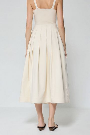 Юбка в складку из костюмной ткани  молочный