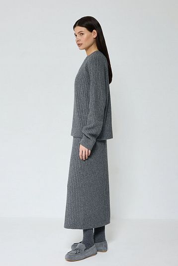 Костюм в косы из смесового кашемира графит