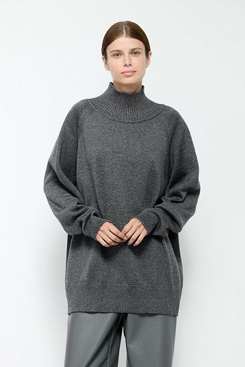 Базовый свитер из мериноса Oversize графит меланж