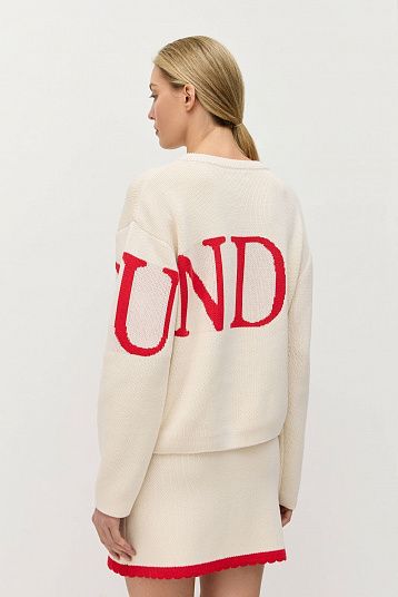 Юбка мини с фигурным краем светло-бежевый/красный