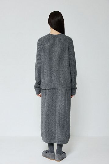 Костюм в косы из смесового кашемира графит