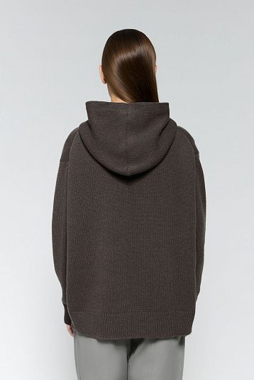 Худи из объемной шерсти асфальт