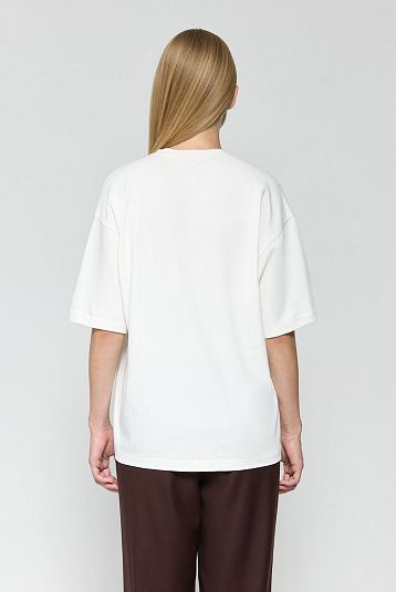 Футболка бойфренда плотная молочный