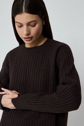 Костюм в косы из смесового кашемира темно-коричневый