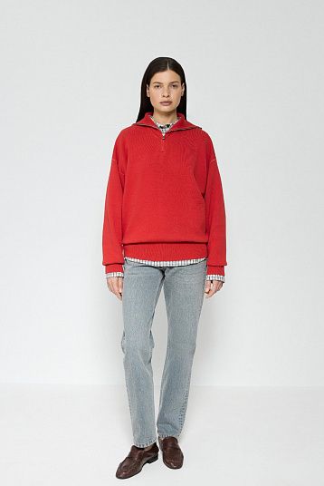 Джемпер с молнией красный