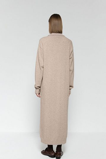 Платье-рубашка из смесового кашемира серо-бежевый