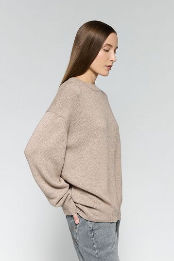 Джемпер из смесового кашемира серо-бежевый