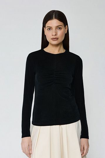 Лонгслив со сборкой черный