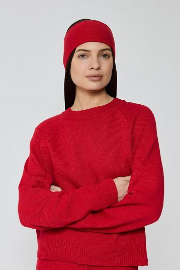 Джемпер кроп из смесового кашемира красный