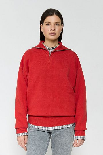 Джемпер с молнией красный