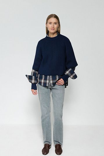 Джемпер два в одном темно-синий