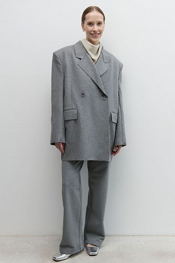 Жакет-пальто из итальянской шерсти  серый