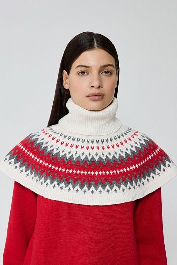 Манишка с узором из смесового кашемира молочный, красный, графит