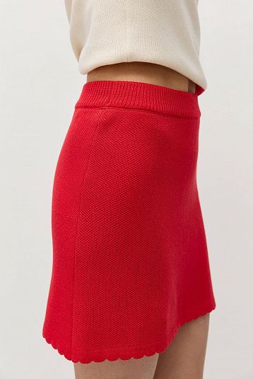 Юбка мини с фигурным краем красный